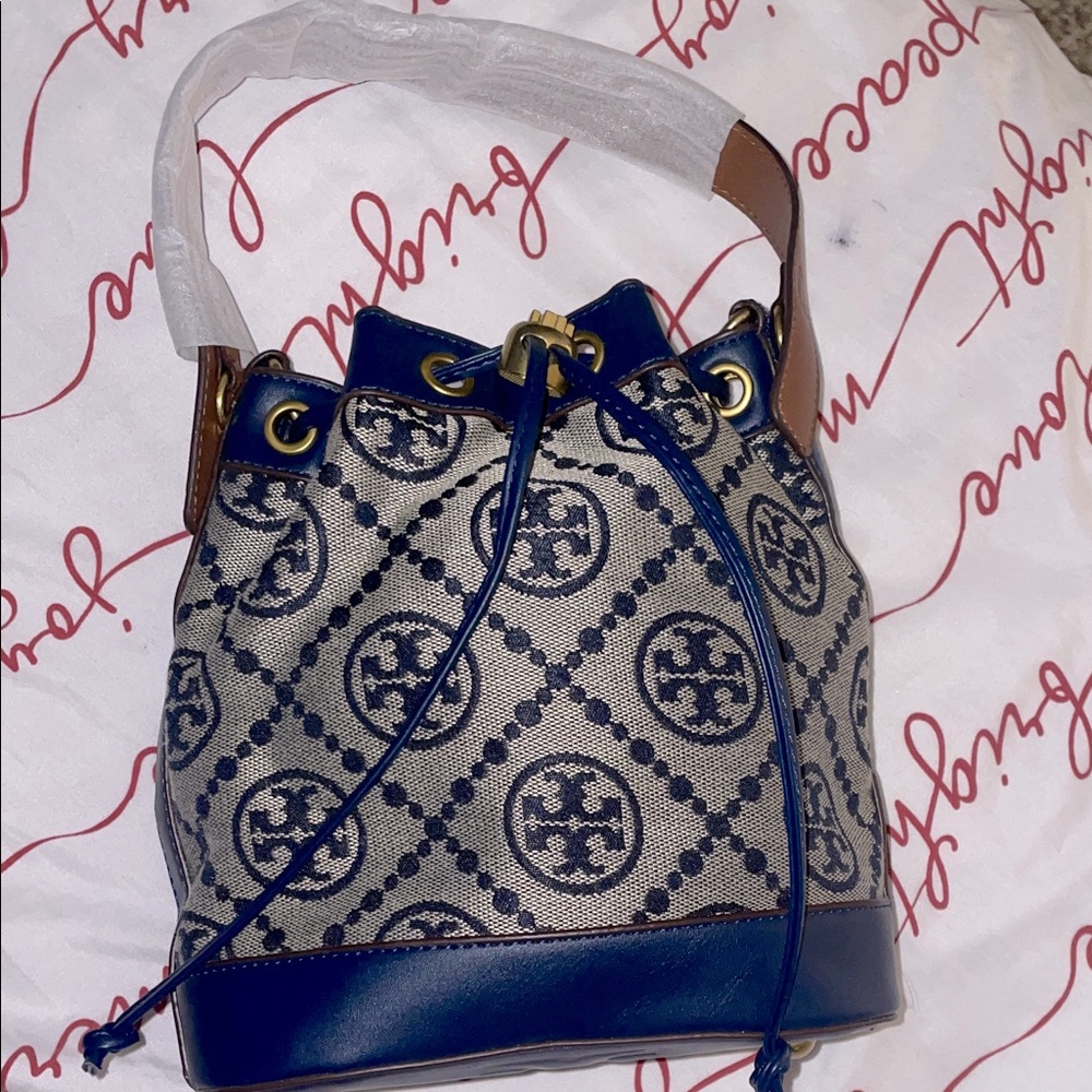 Stylish Blue and Tan Shoulder Bag